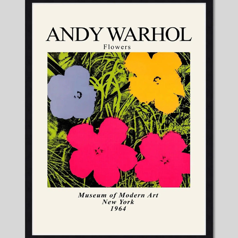 Cuadro Andy Warhol Flores Colors Pop Art Decoracion Moderna Marco Negro