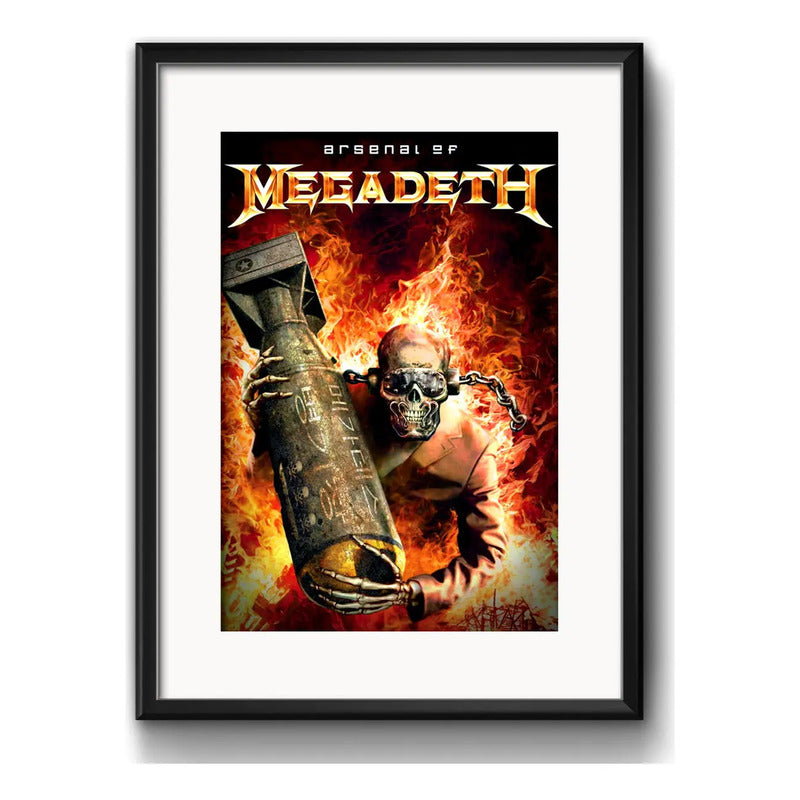 Cuadro Megadeth Metal Rock Banda Decoracion Con Paspartú Marco Negro