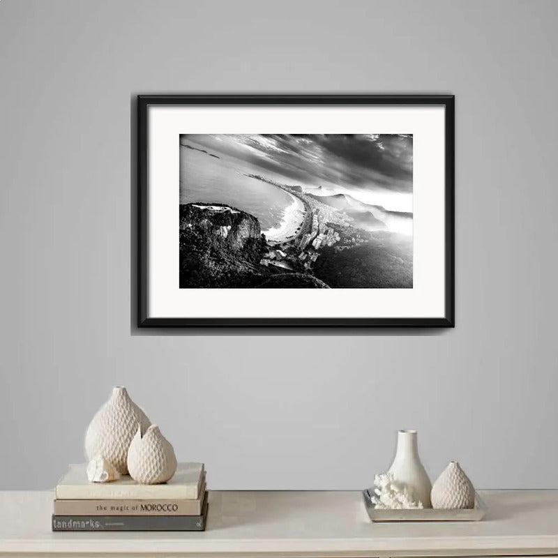 Cuadro Rio De Janeiro Fotos Blanco Negro Brs5 Con Paspartú Playa De Copacabana Con Marco Negro