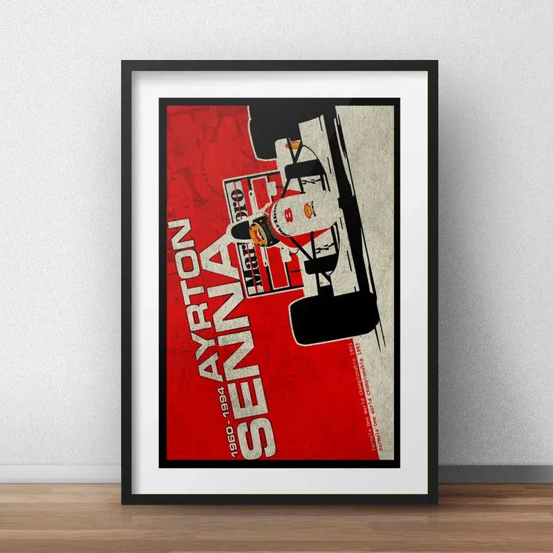 Cuadro Ayrton Senna Piloto Formula 1 Decoración Con Paspartu Ayrton Senna 2 Con Marco Negro