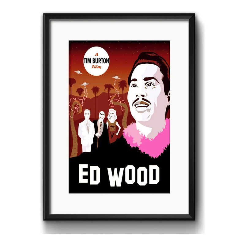 Cuadro Ed Wood Johnny Depp Pelicula Tim Burton Con Paspartú Marco Negro