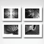 Set 4 Cuadros Arquitectura Moderna Blanco Negro Con Paspartu