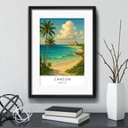 Cuadro Cancún México Caribe Playas Islas Ciudad Con Paspartú Marco Negro