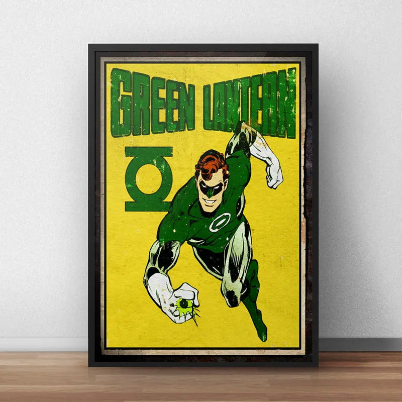 Cuadro Green Lantern Comics Literna Verde Heroes Decoracion Marco Negro