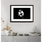Cuadro Indio Solari Blanco Y Negro Rock 53x43cm Con Paspartú Marco Negro