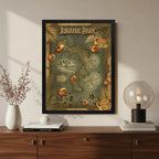 Cuadro Jurassic Park Mapa De Isla Nublar Dinosaurio Pelicula Marco Negro