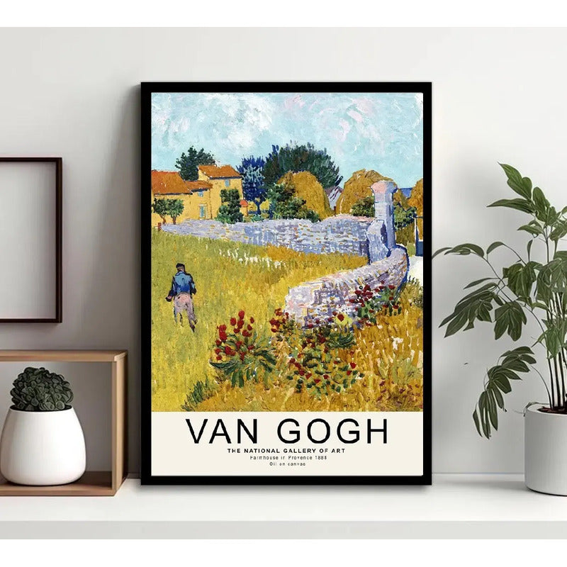 Cuadro Van Gogh Farmhouse Granja Obra Pintor Arte Decoracion Marco Negro