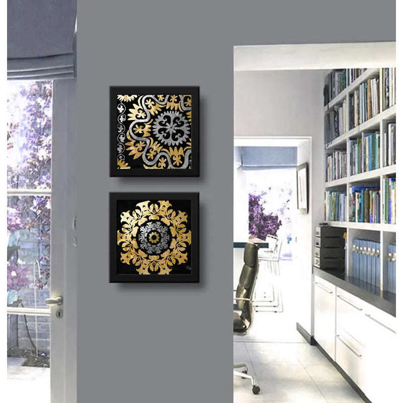 Set 2 Cuadros Mandalas Oro Dorada Decoracion Zen Hogar