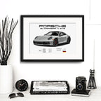 Cuadro Autos Y Camionetas Modelos Marcas Arte Con Paspartu Porsche Carrera 911 4 Gts Horizontal Con Marco Negro