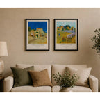 Set 2 Cuadros Living Van Gogh Granja Provenza Casa Amarilla Negro