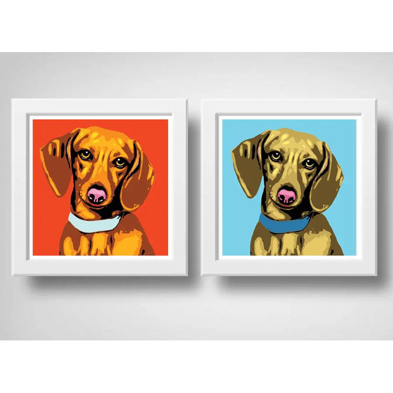 Set 2 Cuadros Perro Dachshund Pop Art Mascotas Decoracion