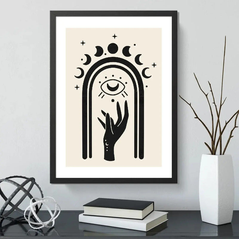 Cuadro Luna Tarot Astrólogia Mistico Arte Beige Decoracion Lunas Esoterico Marco Negro