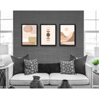 Set 3 Cuadros Boho Chic Zen Abstracto Arte Decoracion Boho Lunar Negro
