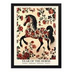 Cuadro Año Del Caballo Zodiaco Chino William Morris Flores Caballo Floral Negro