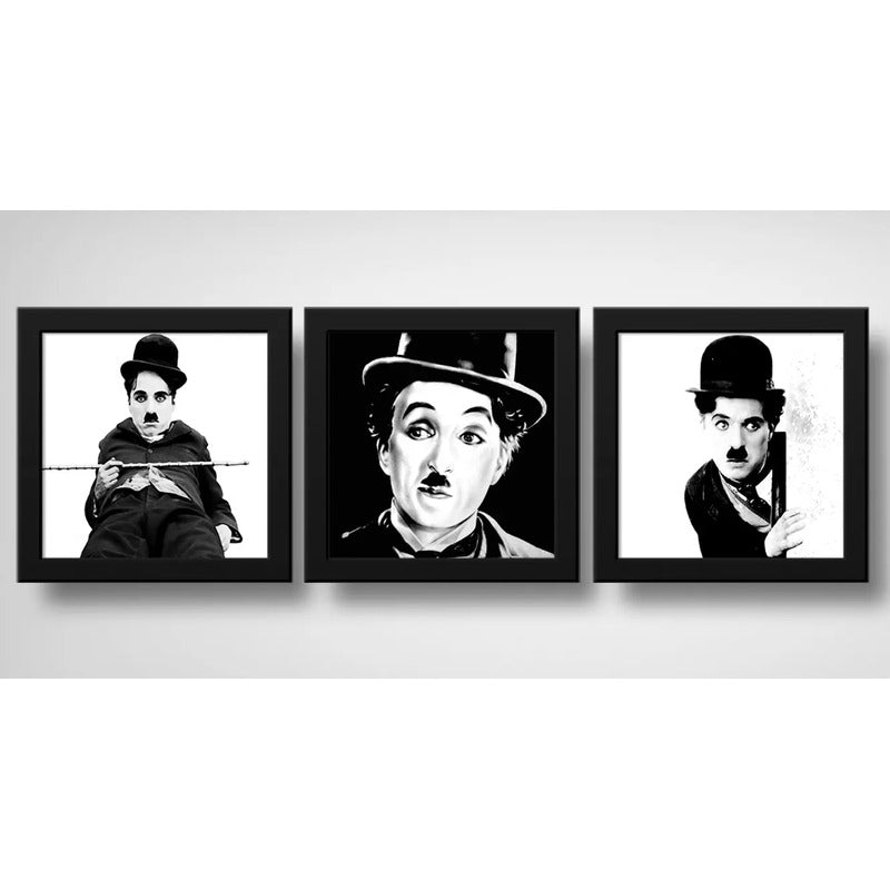 Set 3 Cuadros Charlie Chaplin Pelicula Cine Retro Decoracion