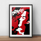 Cuadro Drácula Pop Art Vampiro Terror Pelicula Con Paspartú Marco Negro