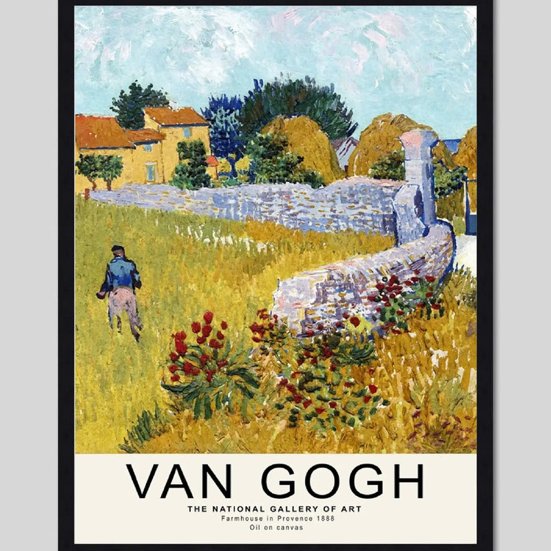 Cuadro Van Gogh Farmhouse Granja Obra Pintor Arte Decoracion Marco Negro