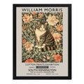 Cuadro Living Dormitorio Gato Flores William Morris Botanico Marco Negro