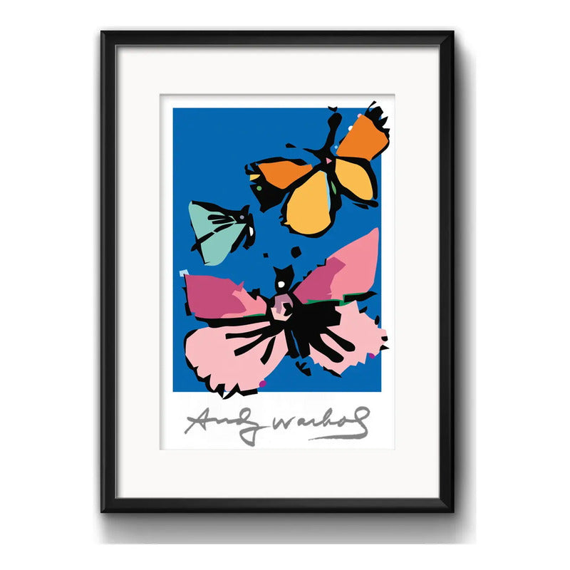 Cuadro Andy Warhol Pop Art Mariposas Decoracion Con Paspartu Marco Negro
