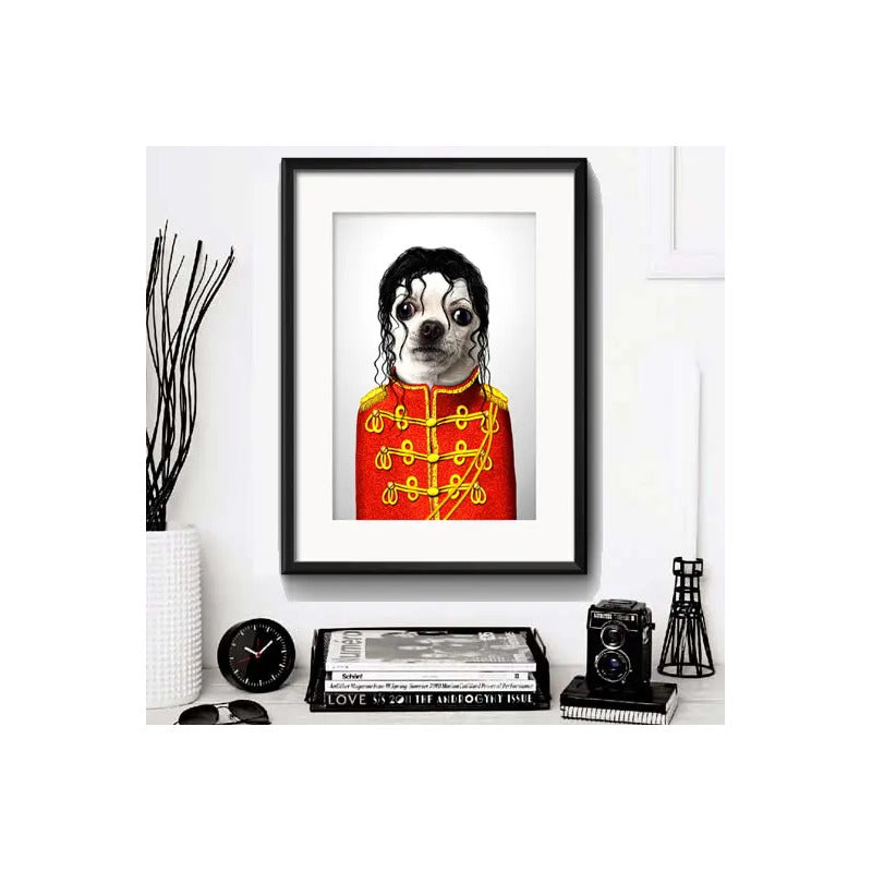 Cuadro Perro Gato Musica Cine Pop Decoracion Con Paspartú