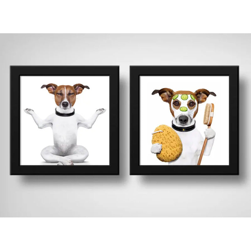 Set 2 Cuadros Perro Spa Yoga Zen Mascota Pet Arte Decoracion