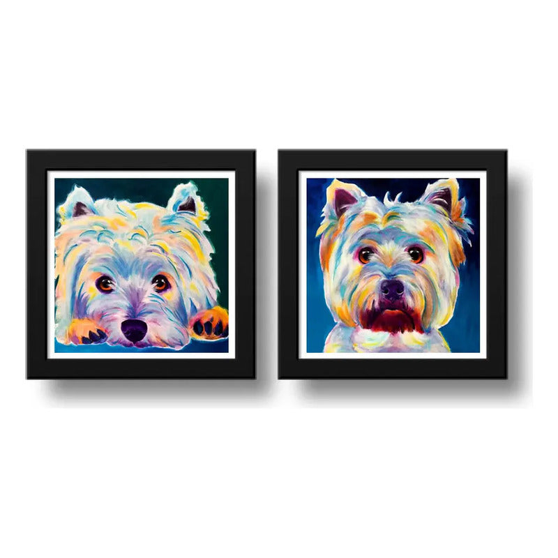Set 2 Cuadros Perro Pop Art West Highland Mascotas Pet Arte