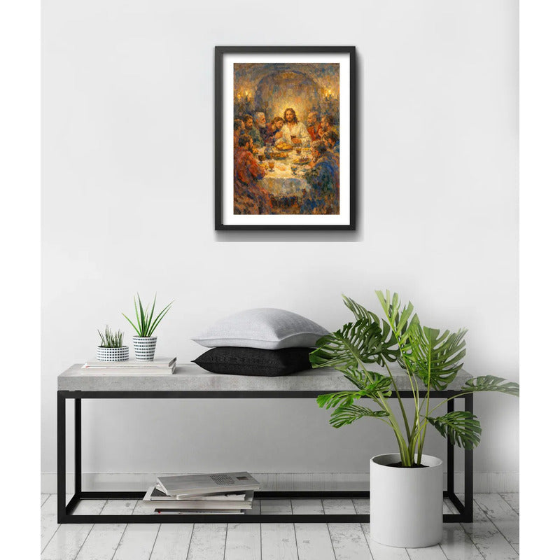 Cuadro Jesús Cristo Vía Crucis Estación Calvario Biblia Arte La Última Cena Negro