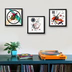 Set 3 Cuadros Kandinsky Arte Abstracto Bauhaus Geometrico Marco Negro