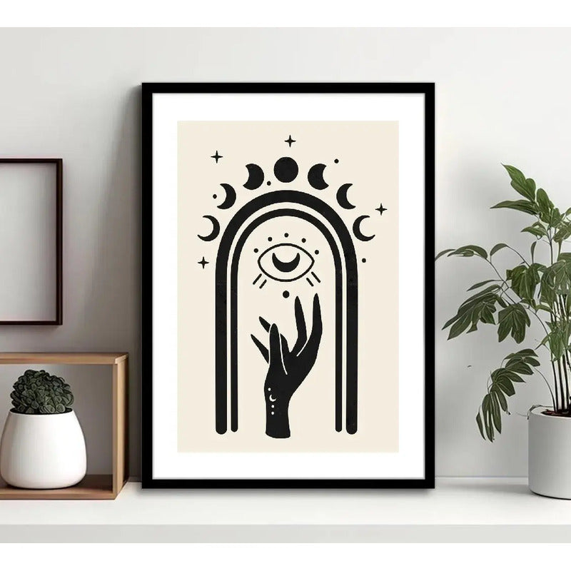 Cuadro Luna Tarot Astrólogia Mistico Arte Beige Decoracion Lunas Esoterico Marco Negro