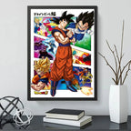 Cuadro Dragon Ball Anime Goku Vegeta Manga Japon Arte Marco Negro