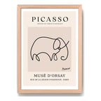 Cuadro Picasso Elefante Abstracto Obra Pintor Marco Oak Marco Marrón Claro