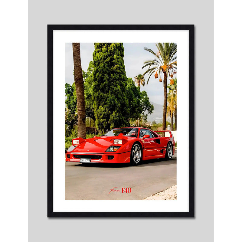 Cuadro Ferrari F40 Auto Modelo Coche Icónico Decoracion Marco Negro