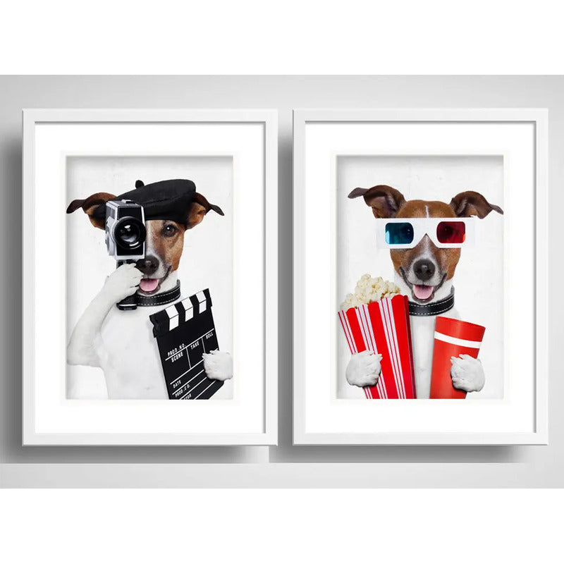 Set 2 Cuadros Perro Cinema Mascota Pet Decoracion Paspartú