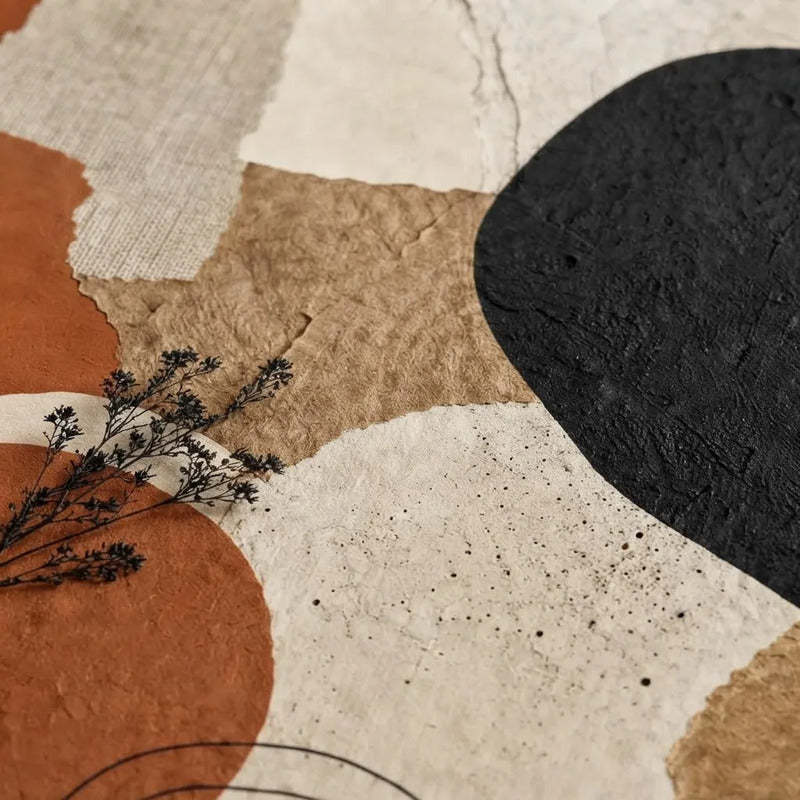 Cuadro Dormitorio Living Boho Abstracto Texturas Tierra Brs1 Marco Negro