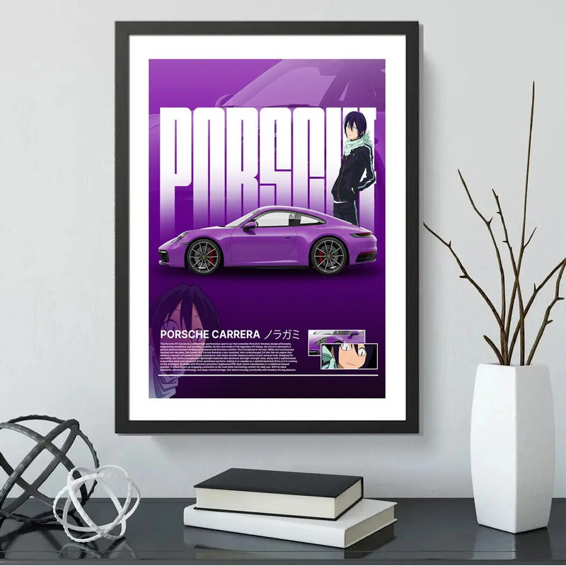 Cuadro Porsche Carrera Anime Noragami Auto Modelo Decoracion Marco Negro