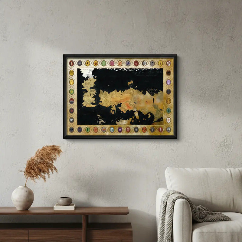 Cuadro Mapa Game Of Thrones Medieval Série Tv Decoracion