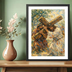 Cuadro Jesús Cristo Vía Crucis Estación Calvario Biblia Arte Simón De Cirene Ayuda A Jesús A Cargar La Cruz Negro