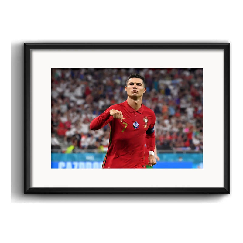 Cuadro Cristiano Ronaldo Futbol Foto B2 53x43cm Con Paspartú Marco Negro