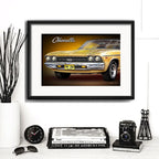 Cuadro Autos Antiguos Modelos Marcas Retro Arte Con Paspartu Chevrolet Chevelle Ss 396 Con Marco Negro