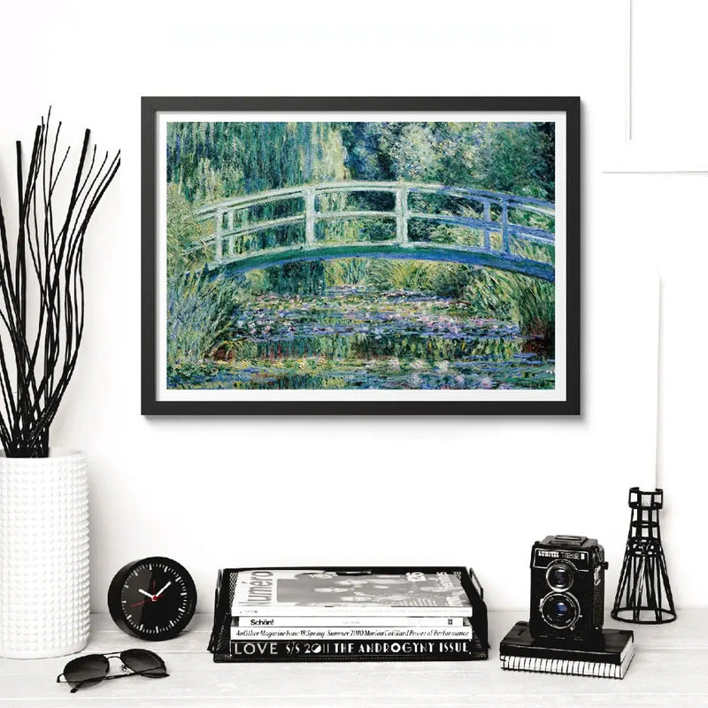 Cuadro Claude Monet Impresionismo Arte Obras Decoracion Water Lilies And Japanese Bridge Marco Negro