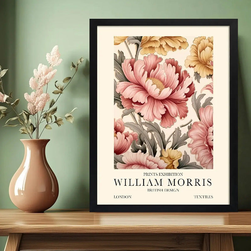 Cuadro Flores Botánicas William Morris Arte Decoracion Marco Negro