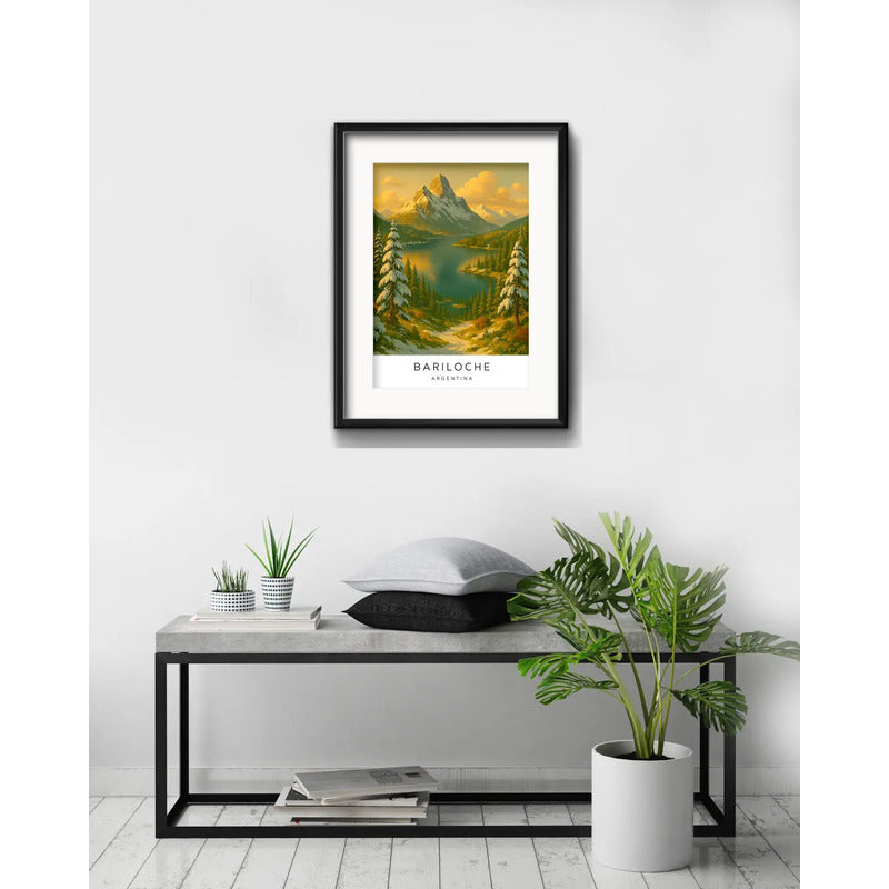 Cuadro Bariloche Patagonia Argentina 53x43cm Con Paspartú Marco Negro