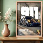 Cuadro Porsche 911 Gt3 Rs Auto Modelo Carrera Marco Oak Marco Marrón Claro