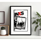 Cuadro Inxs Rock Australia Musica Decoracion Con Paspartú Marco Negro