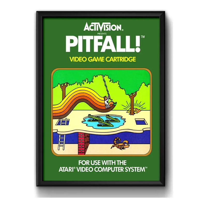 Cuadro Pitfall Atari Game Retro Videojuego Gamer Decoracion Marco Negro