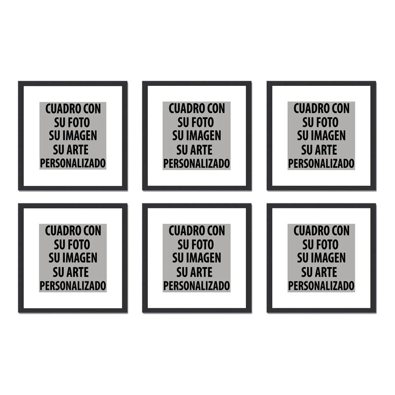 Wall 6 Cuadros Fotos Familiares Personalizado Blanco Y Negro Marco Negro