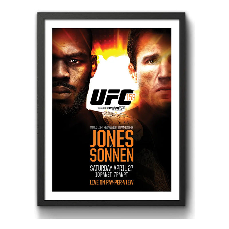 Cuadro Ufc Fight Peleas Famosas Retro Mma Deporte Coleccion Ufc 159 Jon Jones Vs Chael Sonnen Negro
