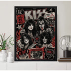 Cuadro Kiss Banda Miembros Icónicos Rock Arte Vintage Marco Negro
