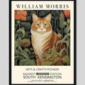 Cuadro Gato Flores William Morris Art & Crafts Exposición Marco Negro