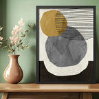 Cuadro Dormitorio Living Boho Abstract Tonos Terrosos Brs1 Marco Negro